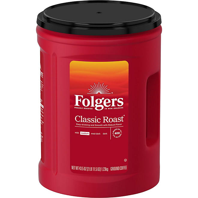 Folgers Classic Roast Ground Coffee, 43 oz