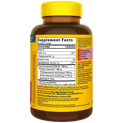 Nature Made Omega 3 1400 mg Price, Burp-Less Ultra Fish Oil Softgels, 2 Count