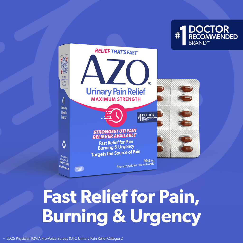 AZO Urinary Pain Relief Maximum Strength Tablets, Promotes Fast Relief for UTI Pain & Burning, FSA/HSA Eligible, 24 Count