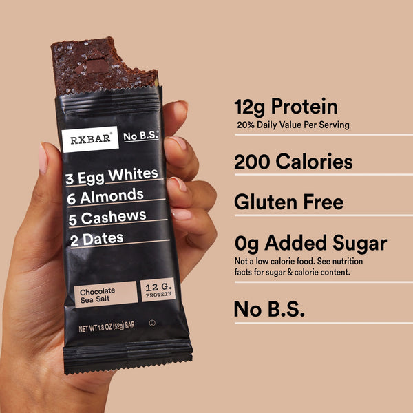 RXBAR, Chocolate Sea Salt Gluten-Free Protein Bars, 5 Count