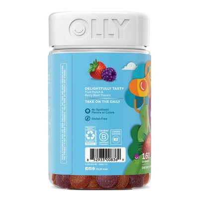 OLLY Kids Multi + Probiotic Yum Berry Punch Vitamin Gummies, 160 ea