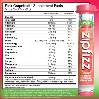 Zipfizz Energy Drink Mix, Pink Grapefruit, 20 ea
