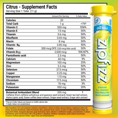 Zipfizz Energy Drink Mix, Citrus, 20 ea