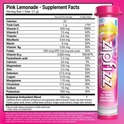 Zipfizz Energy Drink Mix Pack, Pink Lemonade, 20 ea
