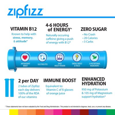 Zipfizz Energy Drink Mix, Blue Raspberry, 20 ea