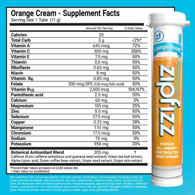 Zipfizz Energy Drink Mix, Orange Cream, 20 ea