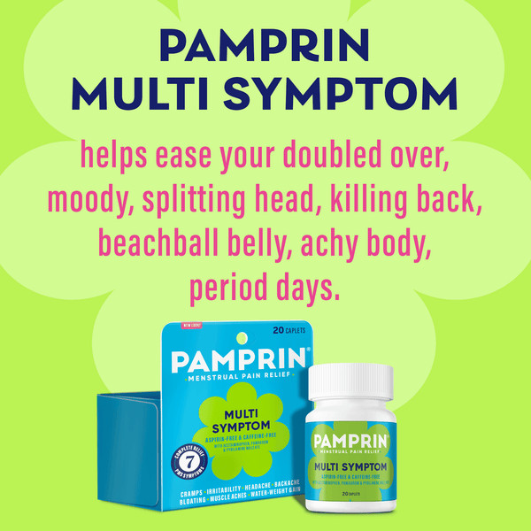 Pamprin Maximum Strength Multi-Symptom Menstrual Pain Relief Caplets, 20 Ct