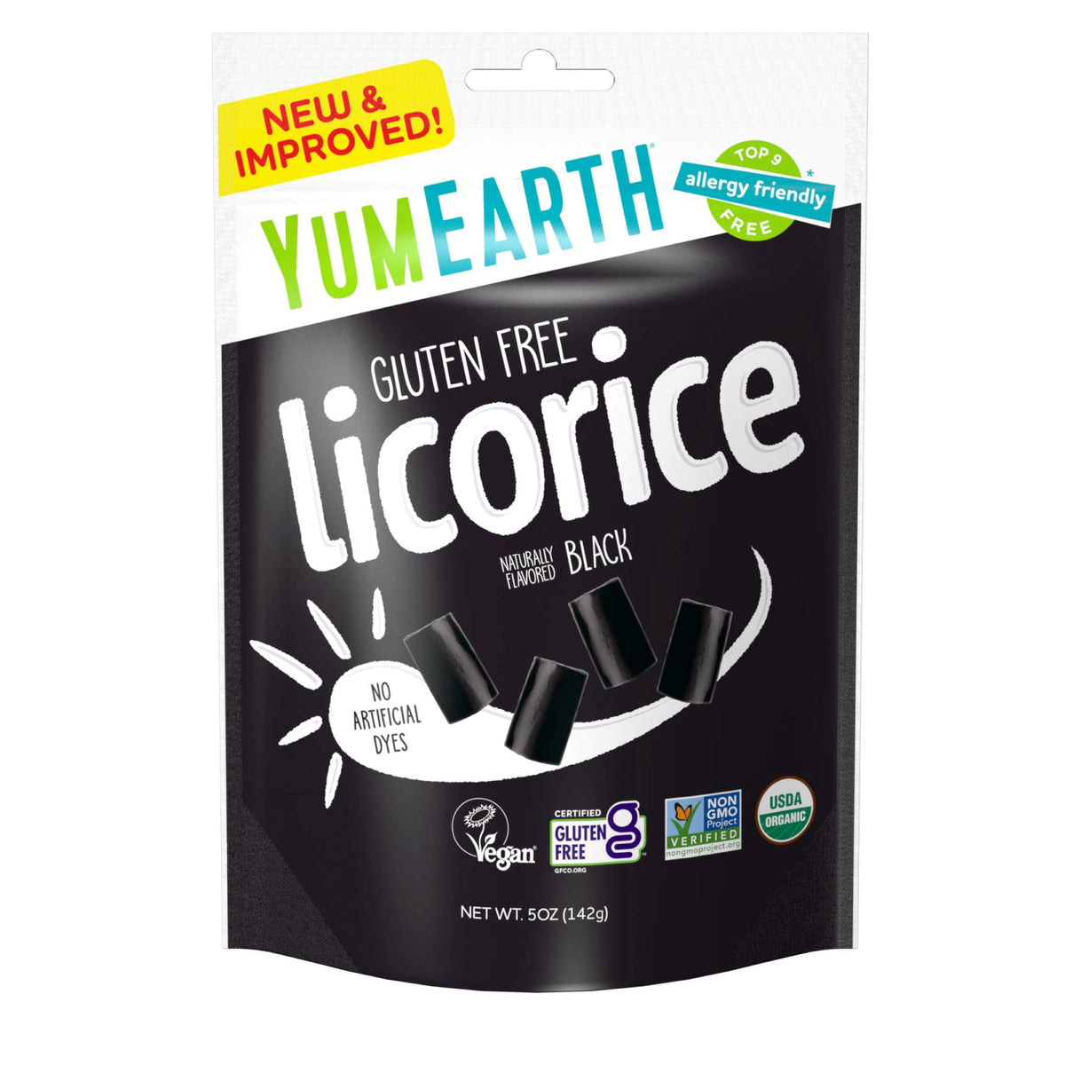 YumEarth Organic Black Licorice, Gluten Free, 5 oz Bag
