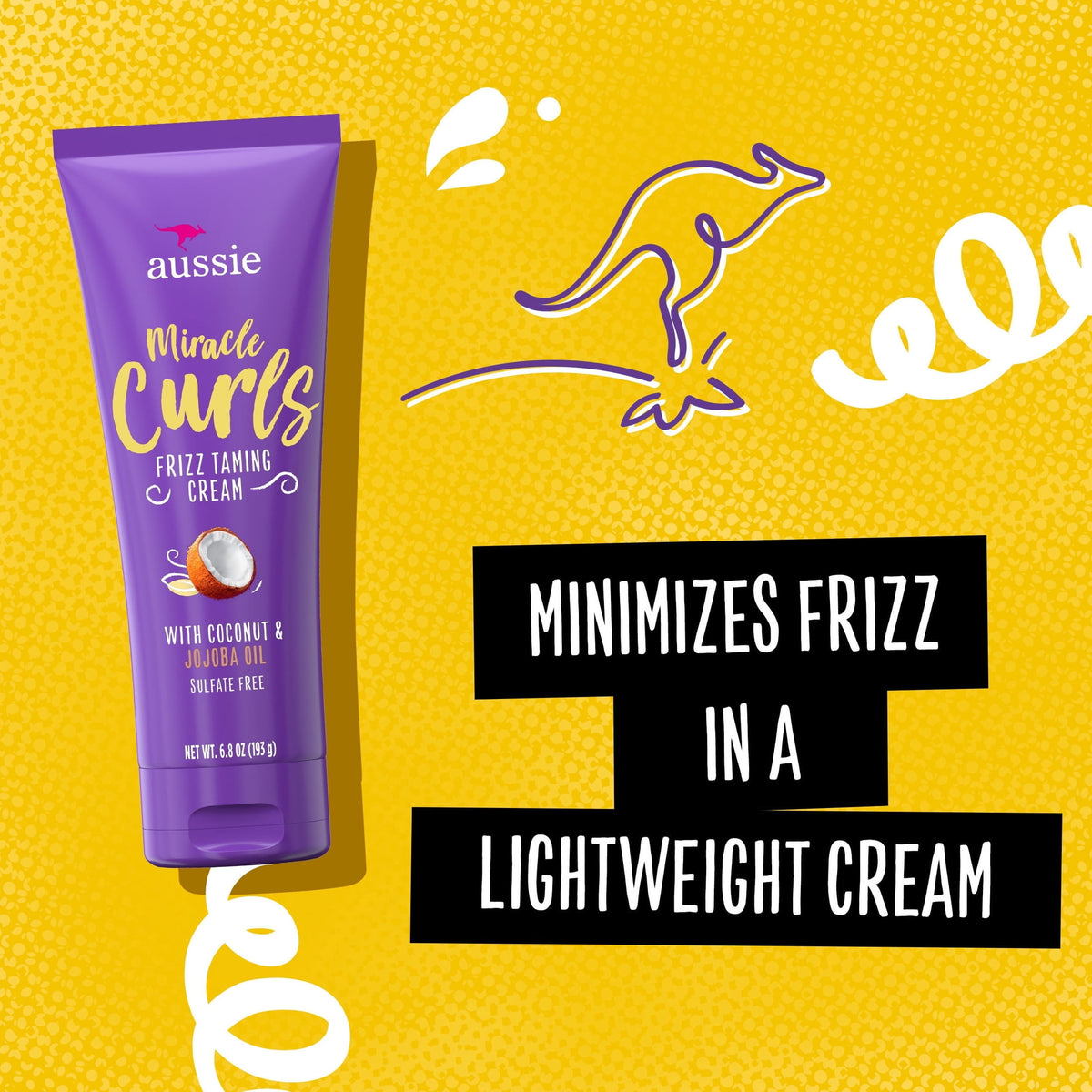 Aussie Miracle Curls Frizz Taming Curl Cream, for Curly Hair 6.8 fl oz