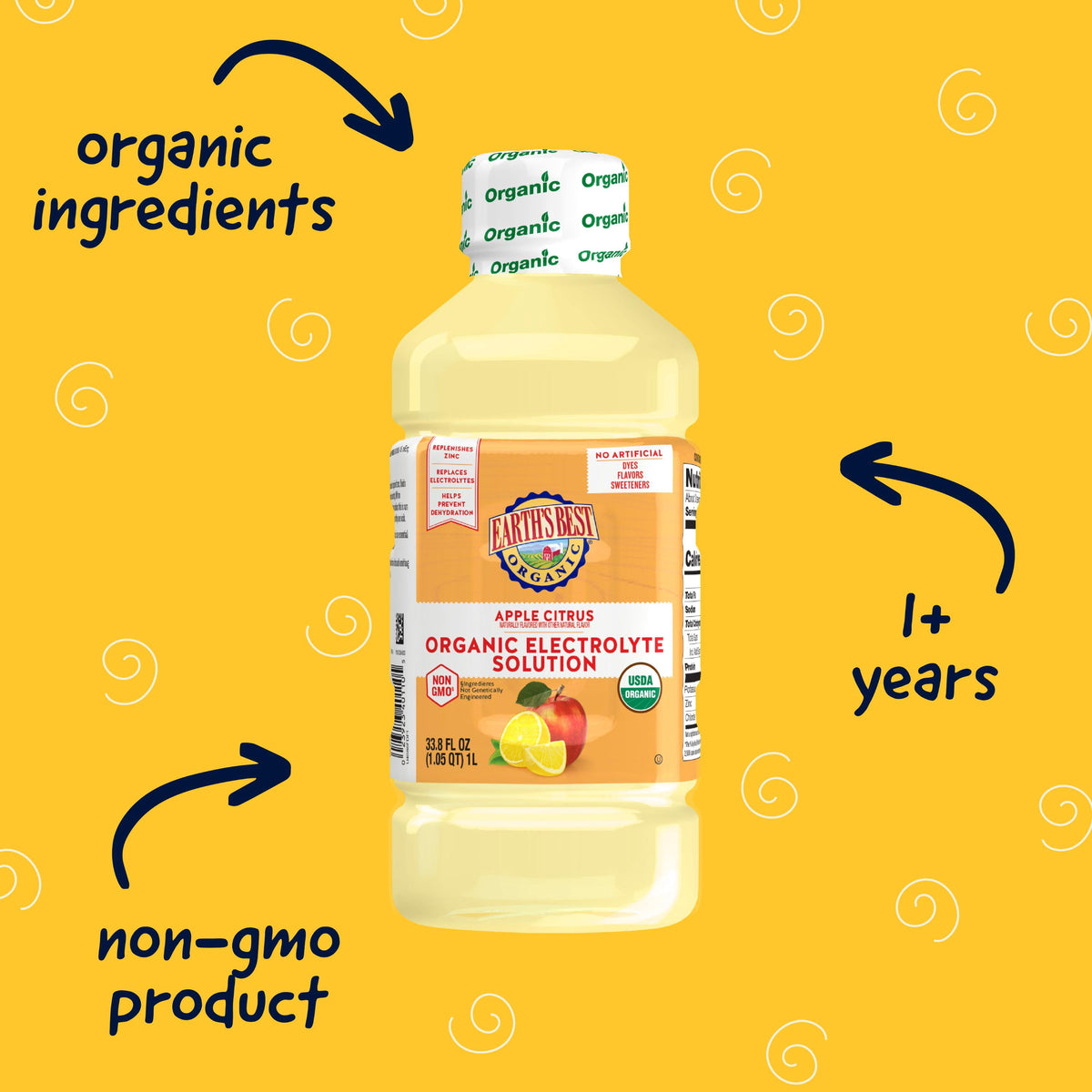Earth's Best Organic Electrolyte Solution, Apple Citrus, 1 Liter