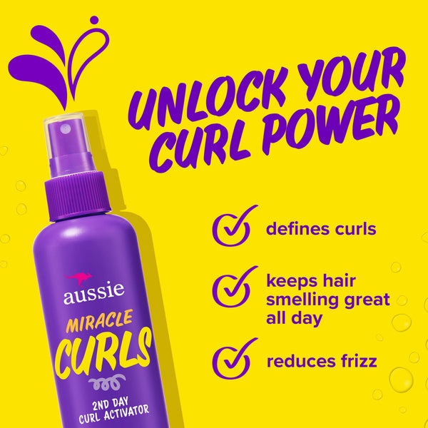 Aussie Miracle Curls 2nd Day Curl Activator Spray Gel, 8.5 fl oz