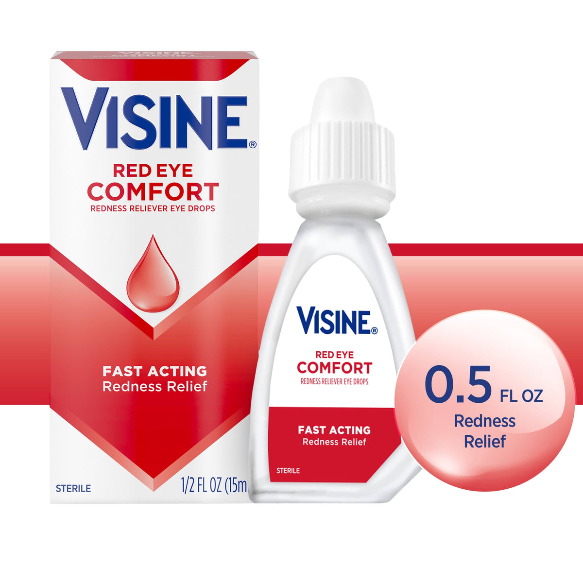 Visine Comfort Redness Reliever Red Eye Relief Drops, 0.5 fl oz