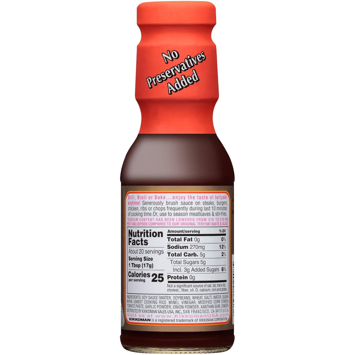 Kikkoman Teriyaki Baste & Glaze (No Preservatives Added), 11.8oz, Shelf Stable, Glass Bottle, New