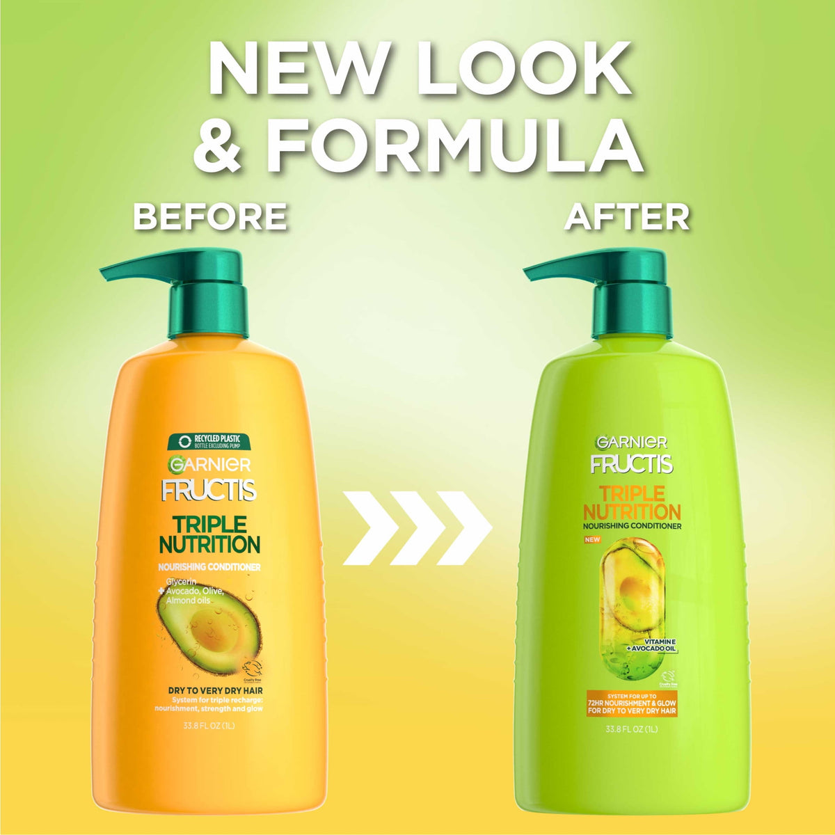 Garnier Fructis Triple Nutrition Fortifying Conditioner with Avocado Oil, 33.8 fl oz