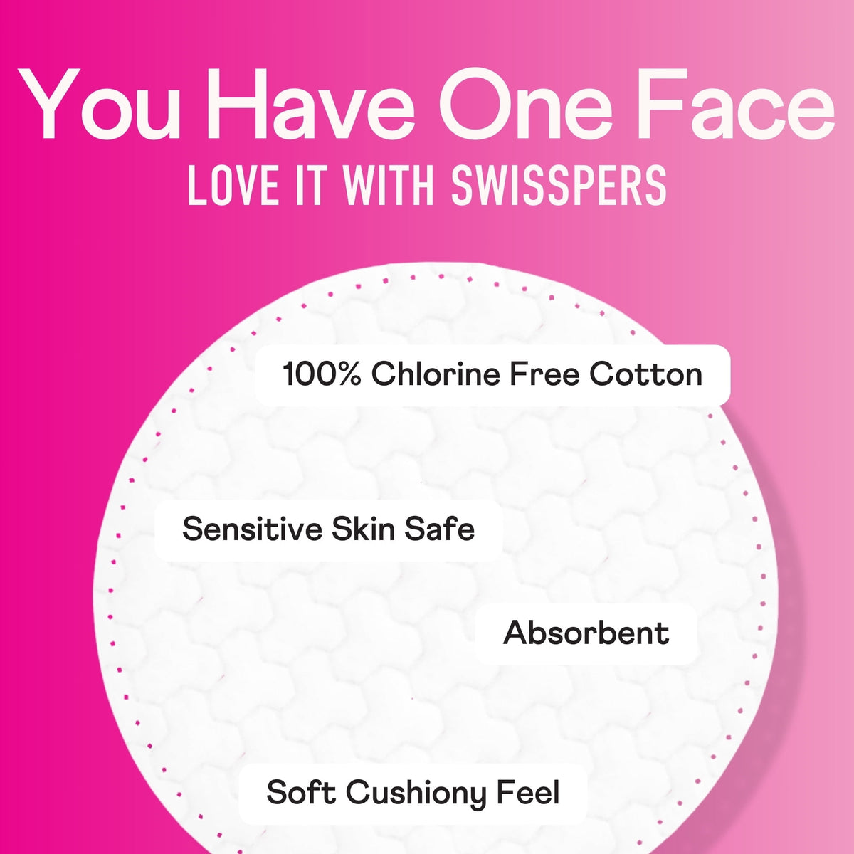 Swisspers Premium Cotton Rounds, 100% Pure Chlorine Free Cotton, Dermatologist Tested, Soft, Strong, Sensitive Skin Safe, Absorbent, Hypoallergenic