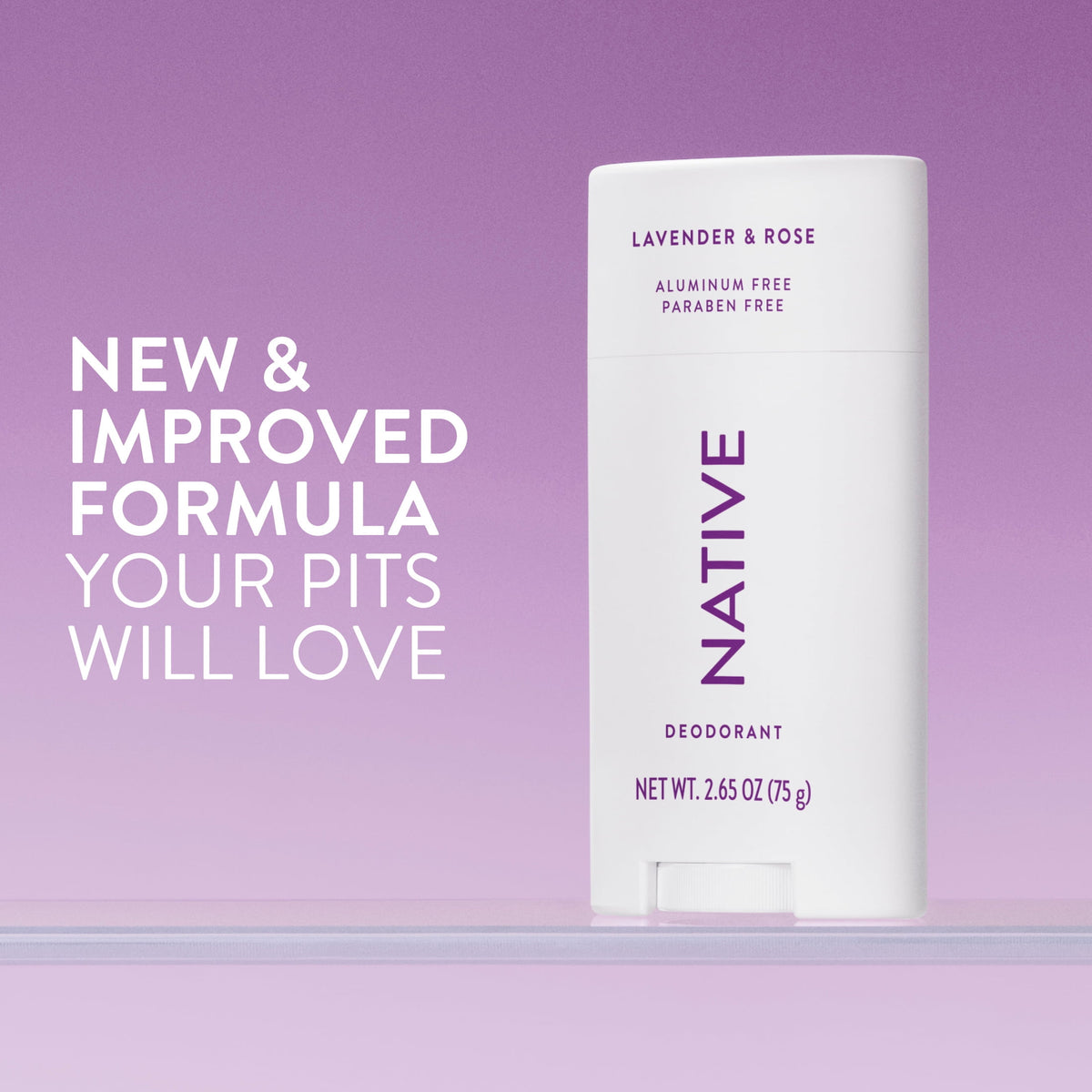 Native Natural Deodorant, Aluminum Free, Lavender and Rose, 2.65 Oz