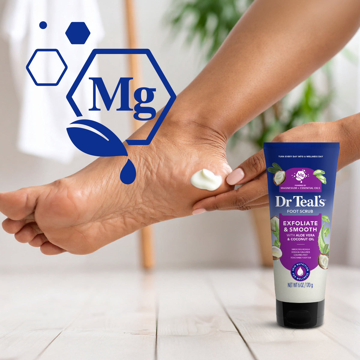 Dr Teal's Softening Foot Scrub with Pure Epsom Salt, Aloe & Coconut Oil, 6 oz
