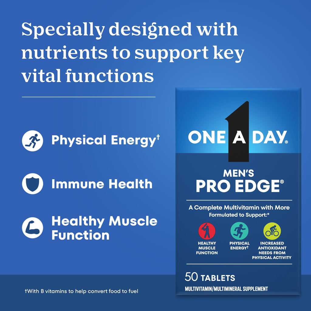 One A Day Men’s Pro Edge Multivitamin, Supplement with Vitamin A, C, D, E and Zinc for Immune Health Support and Magnesium for Healthy Muscle
