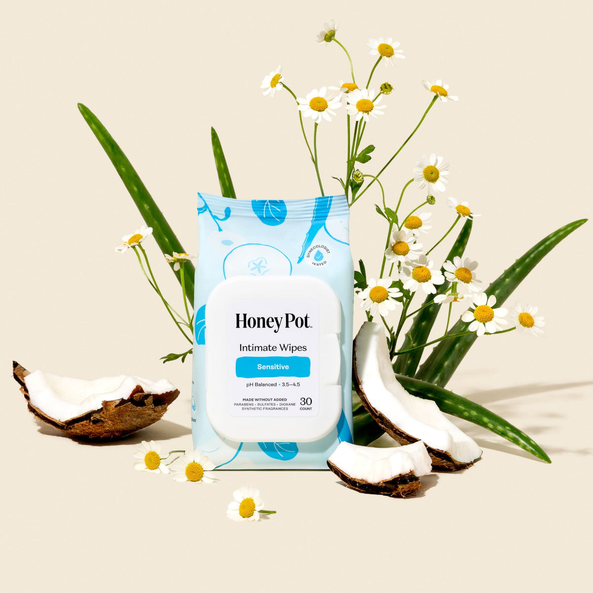 Honey Pot Intimate Wipes - Sensitive, 30 Count