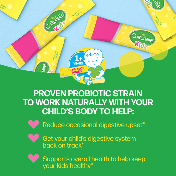 Culturelle Probiotics Kids Purely Probiotic Daily Ready-to-Mix Supplement, Immunity & Digestion Support for Children, No Flavor Added, 30 Packets