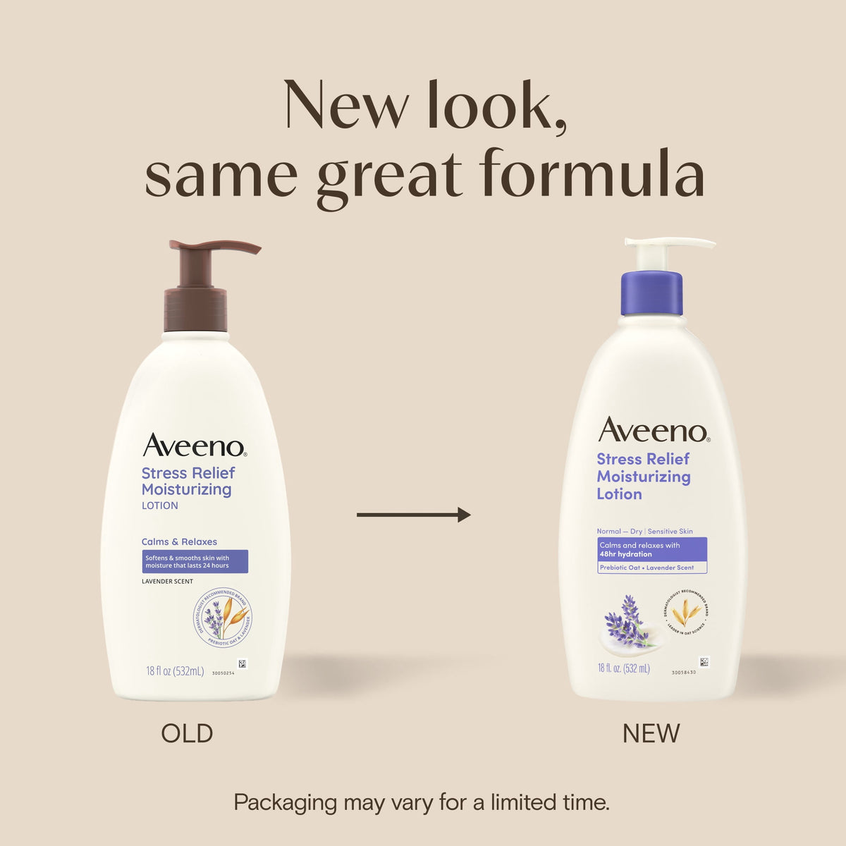 Aveeno Stress Relief Body Lotion, Lavender Scent, 18 Fl oz