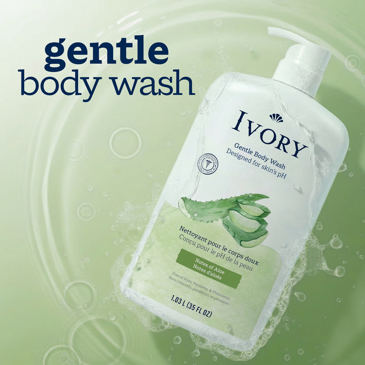 Ivory Body Wash, Mild and Gentle, Aloe Scent, for All Skin Types, 35 fl oz