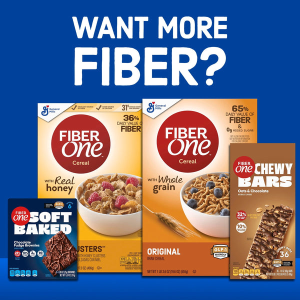 Fiber One Cereal, Original Bran, High Fiber Cereal Made with Whole Grain, 19.6 oz