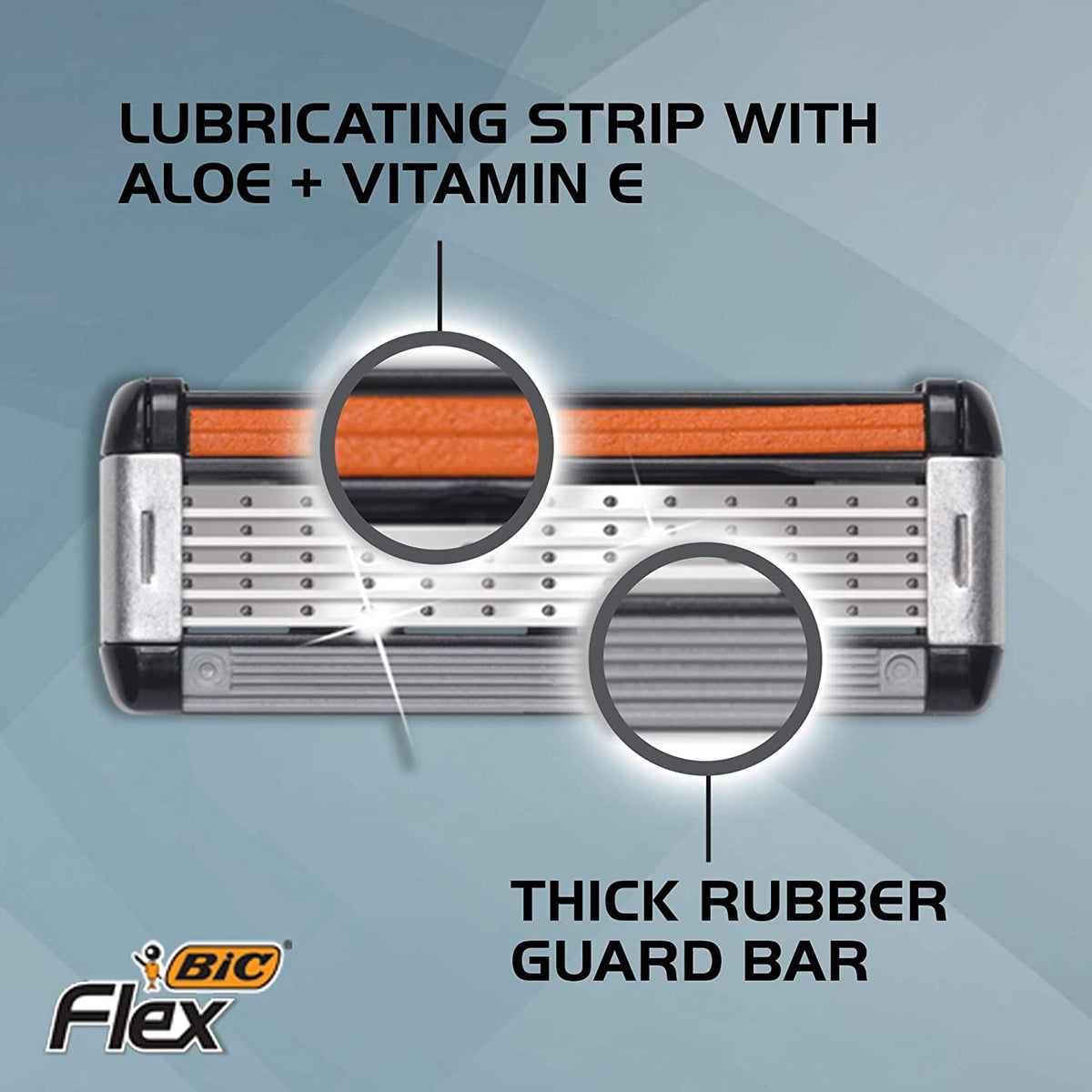 BIC Flex 5 Refillable Refill Razor Cartridges for Men, Long-Blade Razors for a Smooth and Comfortable Shave, 4 Refill Cartridges
