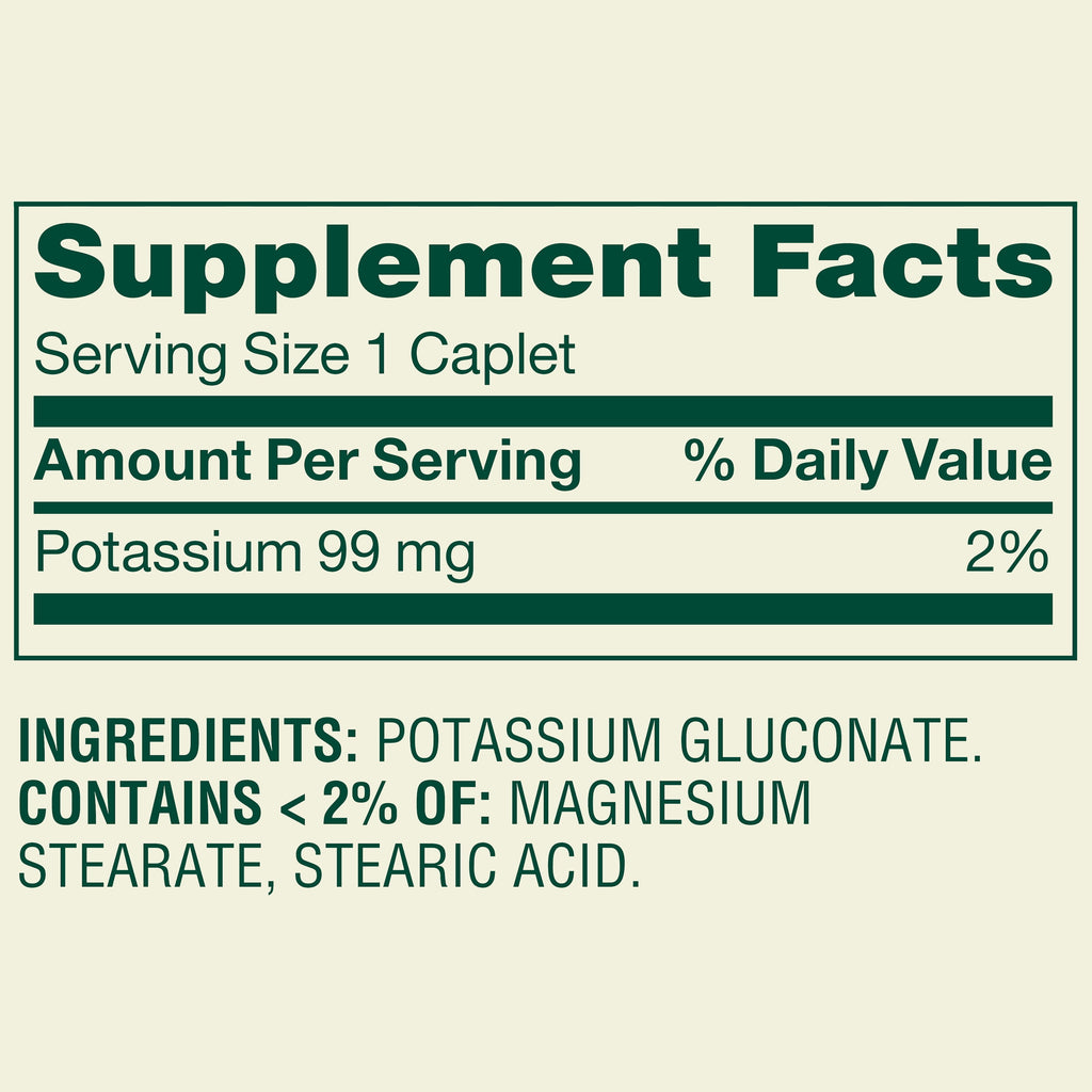 Spring Valley Potassium Heart Health Dietary Supplement Caplets, 99 mg, 250 Count