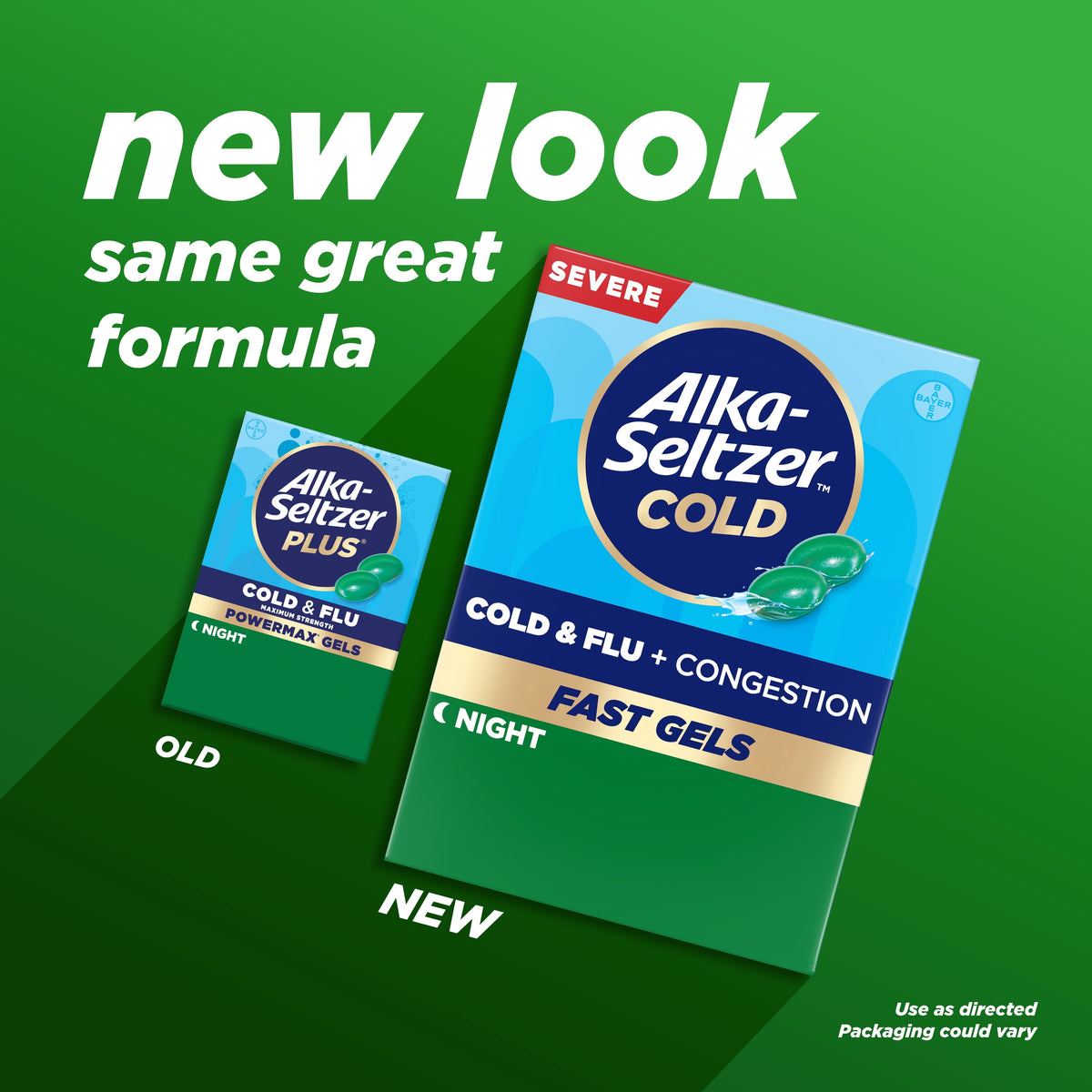 Alka-Seltzer Cold, Cold & Flu + Congestion Severe Night Fast Gels, 24 Count