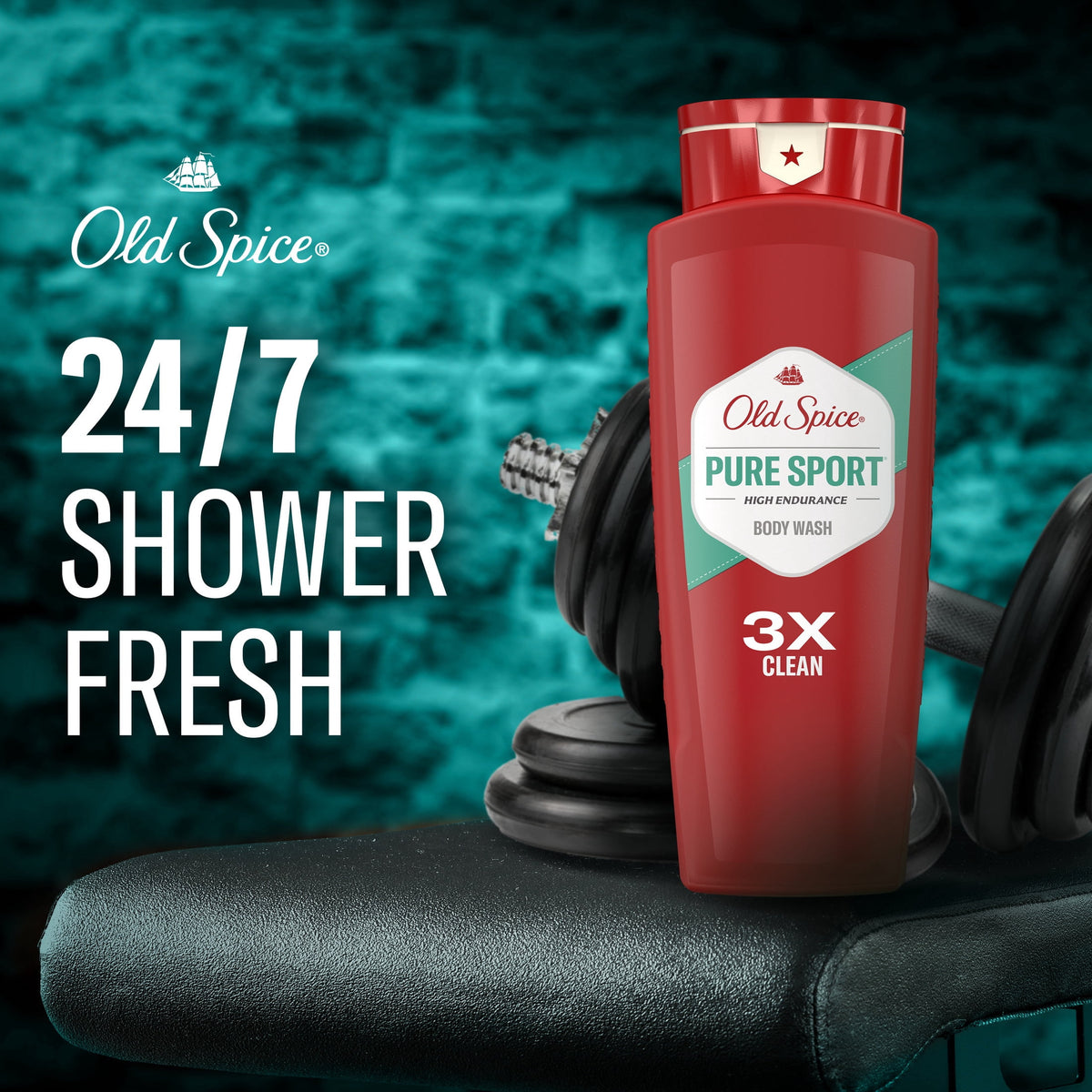 Old Spice Body Wash for Men, Pure Sport, 24/7 Shower Fresh, 24 fl oz, 2-Pack