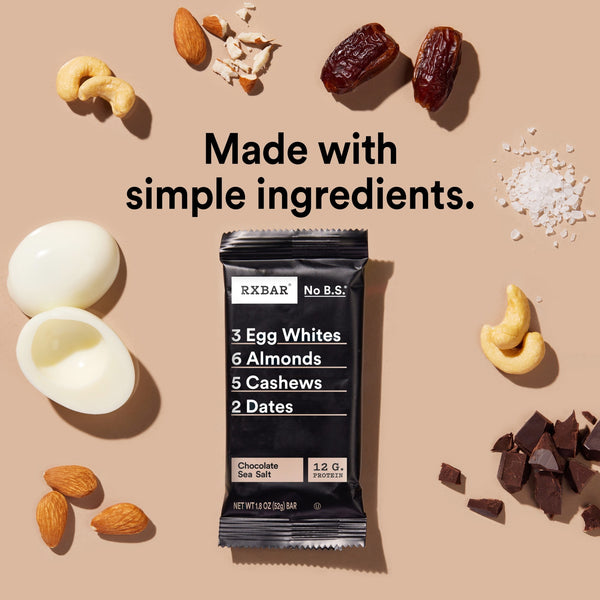 RXBAR, Chocolate Sea Salt Gluten-Free Protein Bars, 5 Count