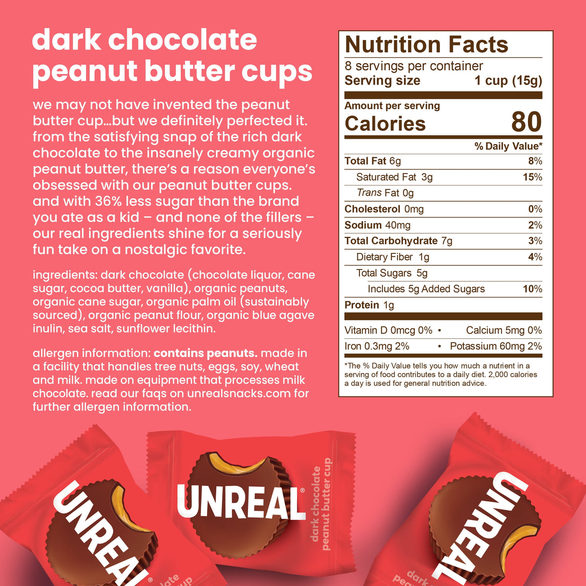 Unreal Dark Chocolate Peanut Butter Cups 4.2 oz