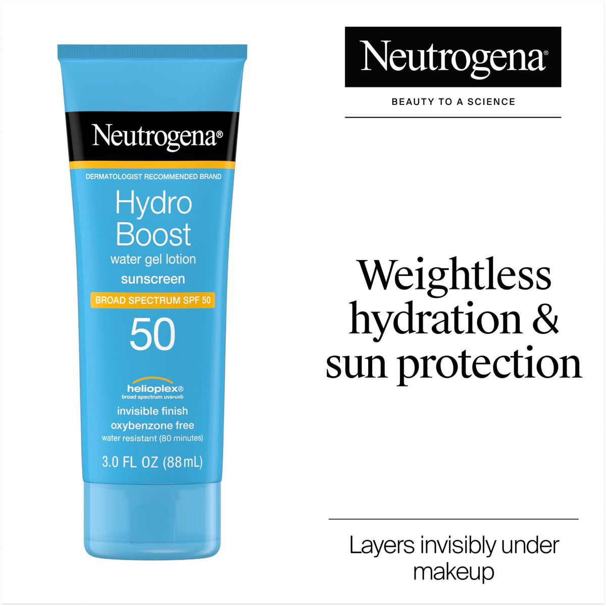 Neutrogena Hydro Boost Sunscreen SPF 50 Body & Face Sunscreen Lotion, Sun Protection, 3 fl oz