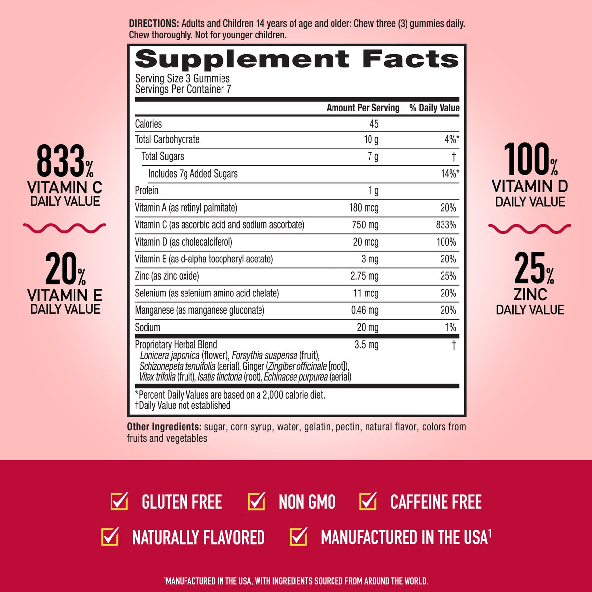 Airborne 750mg Vitamin C Immune Support Gummies, Multivitamin Supplement, Assorted Fruit Flavor, 21 ct