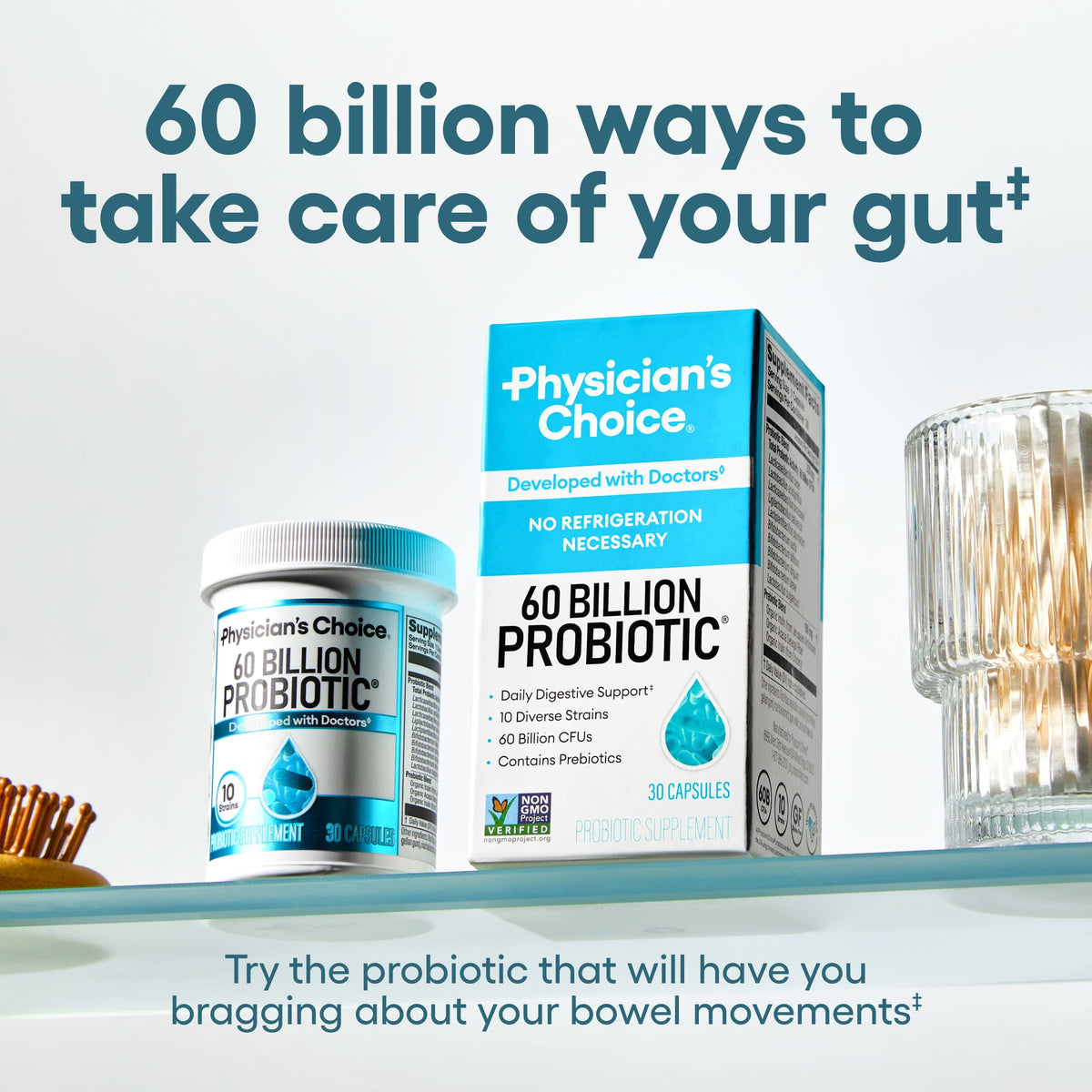 Physician’s Choice 60 Billion Probiotic, for Women & Men, 60 Count, Digestive & Gut Health