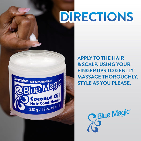 Blue Magic Coconut Oil Hair Conditioner 12 oz for Dry Hair - Repairs Split Ends and Moisturizes