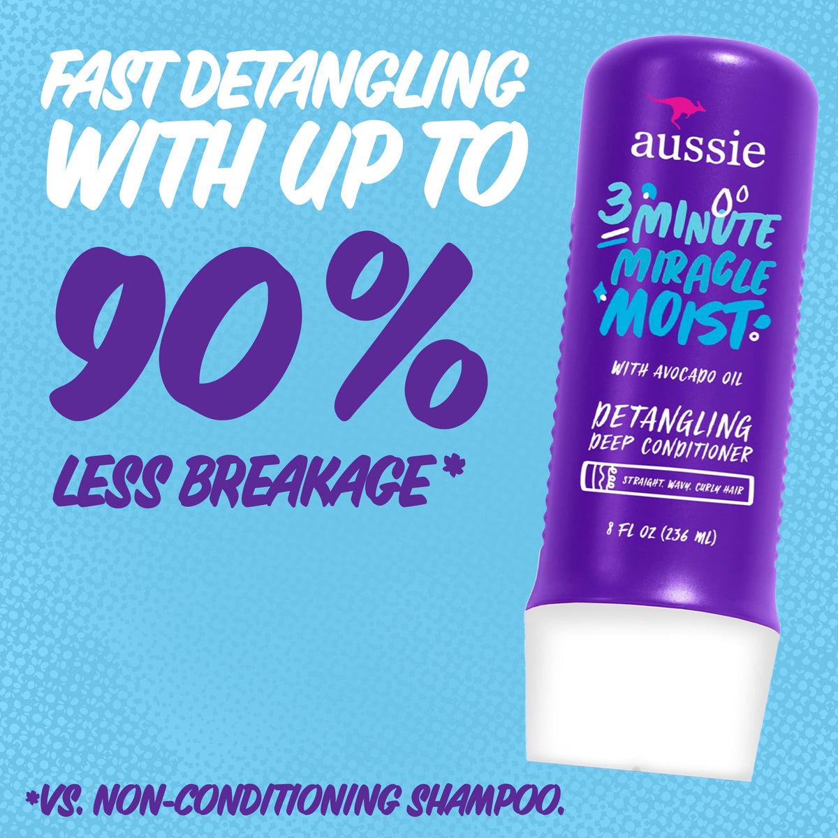 Aussie 3 Minute Miracle Moist Conditioner, Paraben Free, Twin Pk, 8.0 fl oz. for All Hair Types