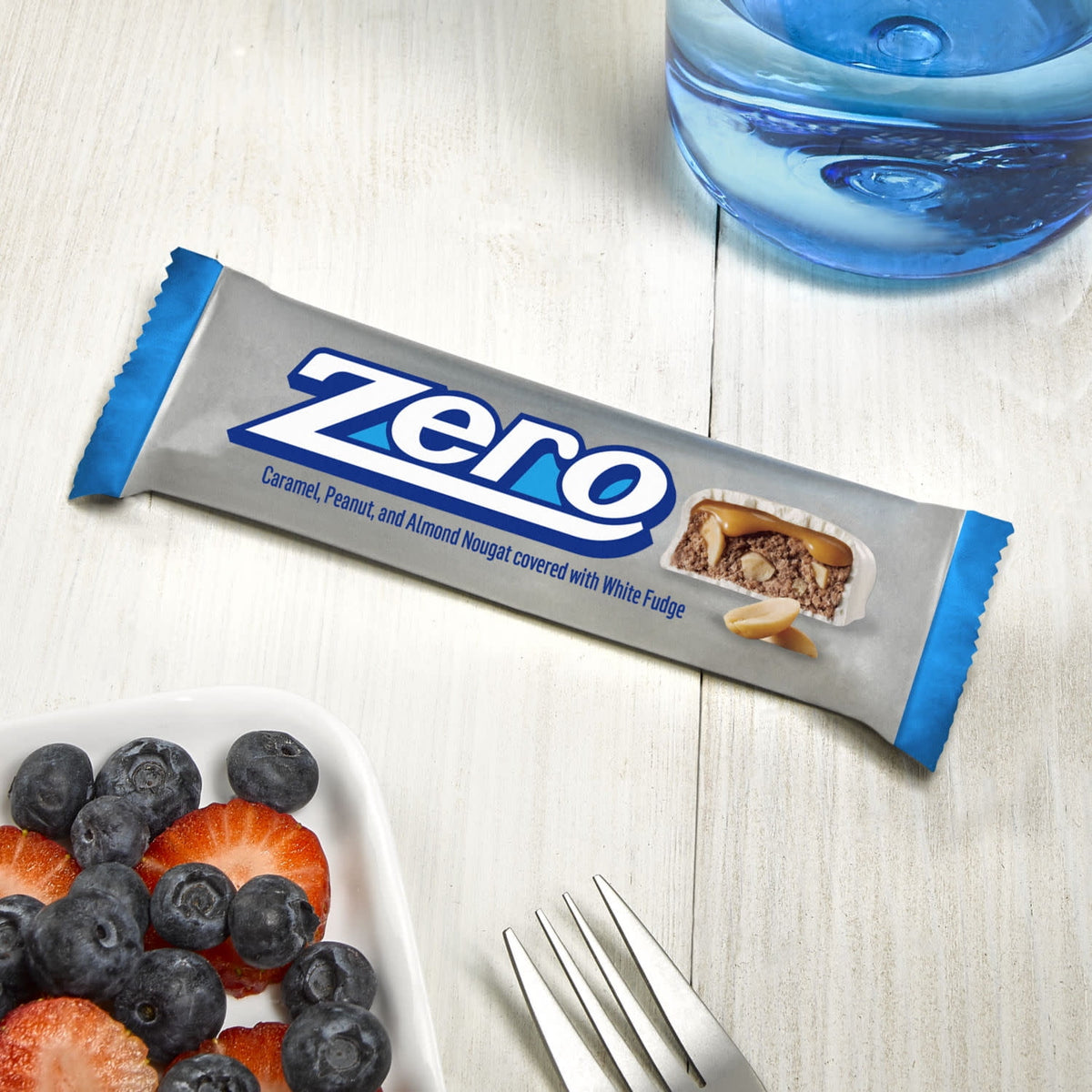 Zero White Fudge, Caramel, Peanut and Almond Nougat Candy, Bars 1.85 oz, 6 Count