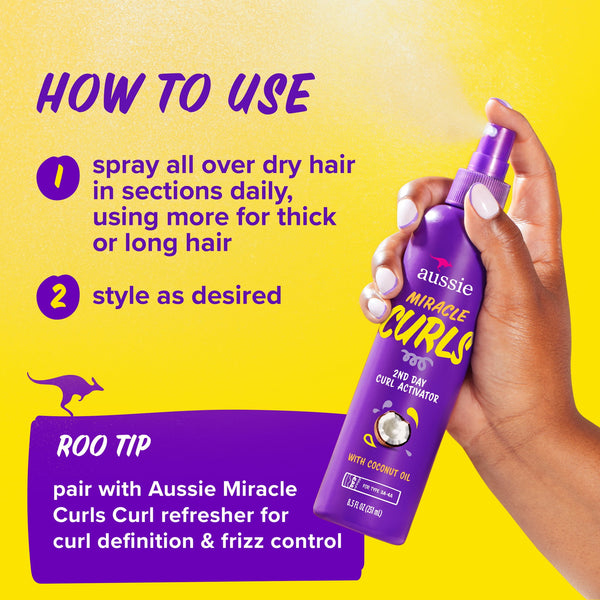 Aussie Miracle Curls 2nd Day Curl Activator Spray Gel, 8.5 fl oz
