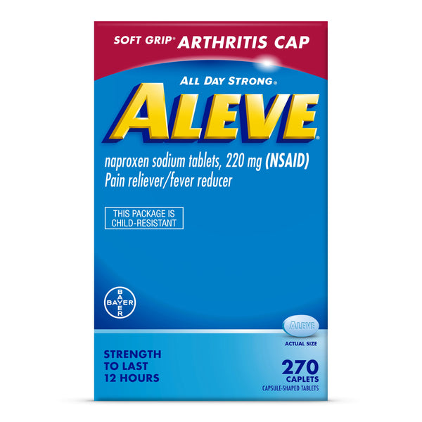 Aleve Caplets Soft Grip Arthritis Cap Naproxen Sodium Pain Reliever, 270 Count