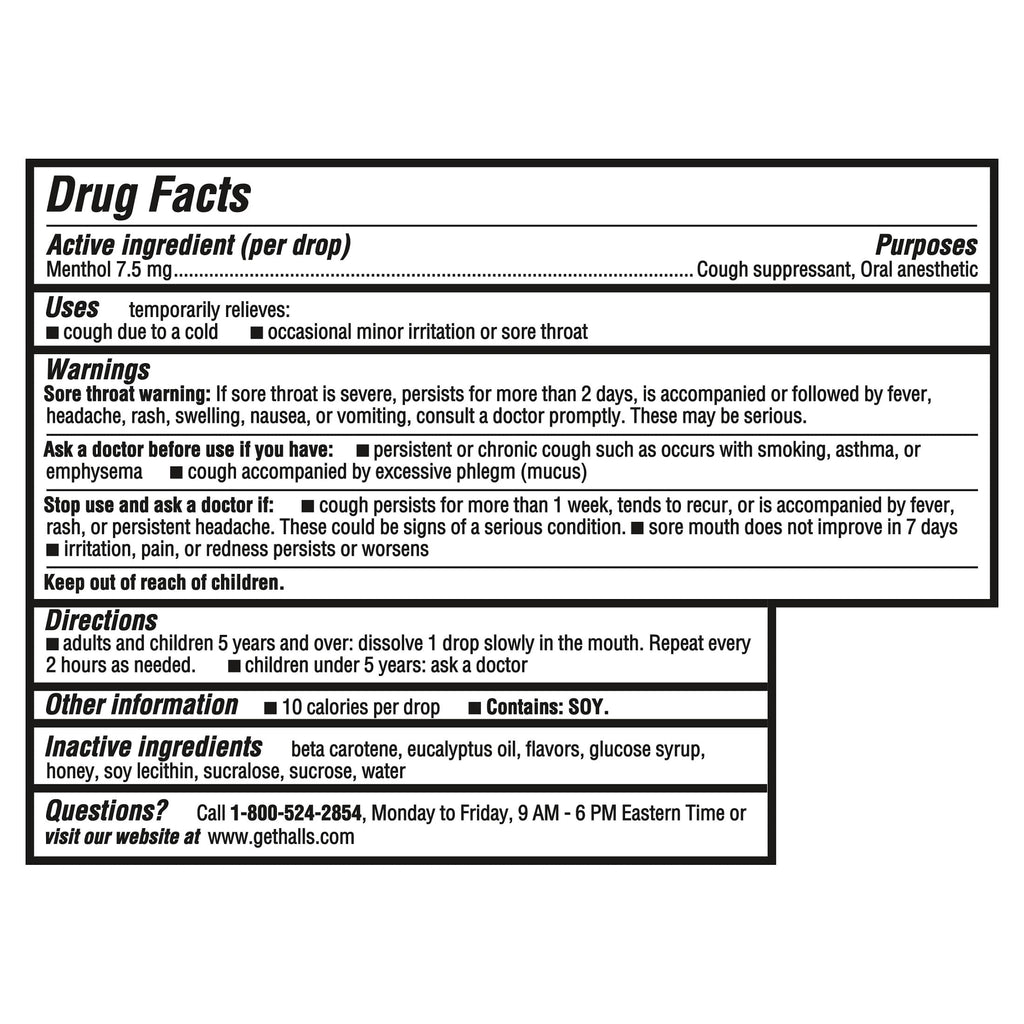 HALLS Cough and Throat Relief Honey Lemon Cough Drops, No Synthetic Dyes, FSA/HSA Eligible, 30 Drops