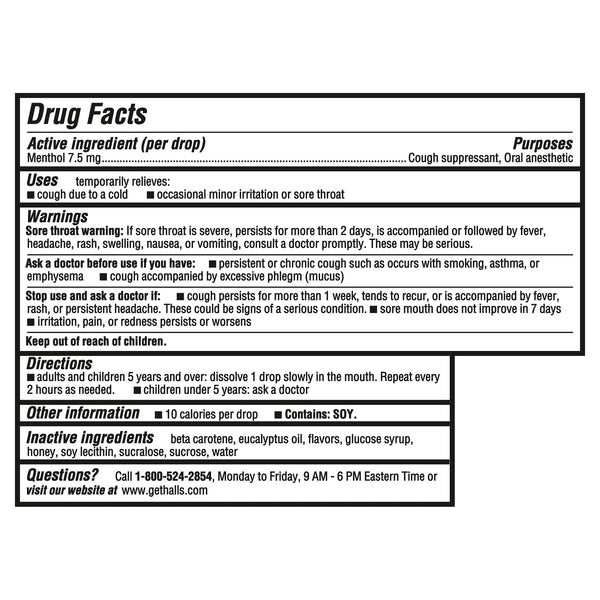 HALLS Cough and Throat Relief Honey Lemon Cough Drops, No Synthetic Dyes, FSA/HSA Eligible, 30 Drops