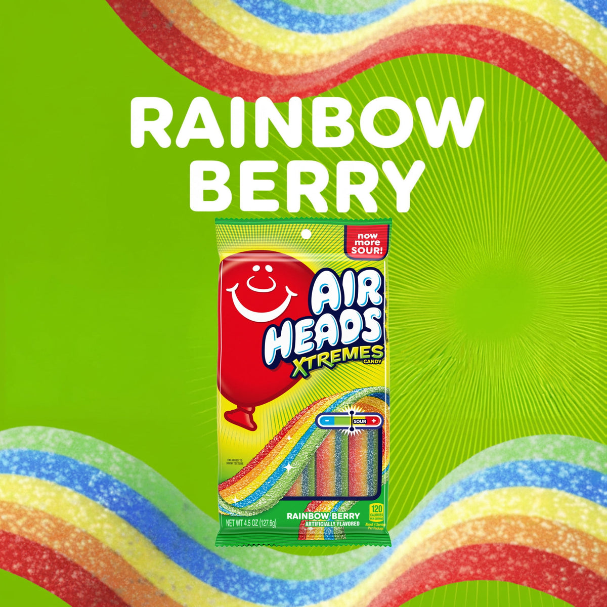 Airheads Xtremes Belts Candy, Rainbow Berry, 4.5 oz