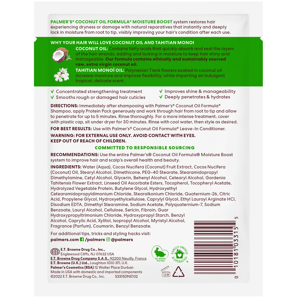 Palmer's Coconut Oil Deep Conditioning Protein Pack, 2.1 Oz