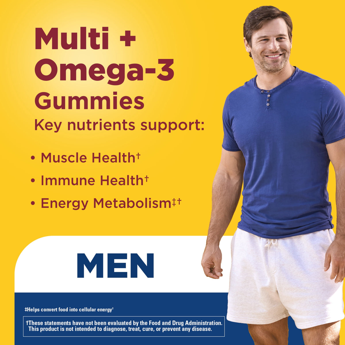 Nature Made Mens Multivitamin + Omega-3 Gummies for Daily Nutritional Support, 80 Count