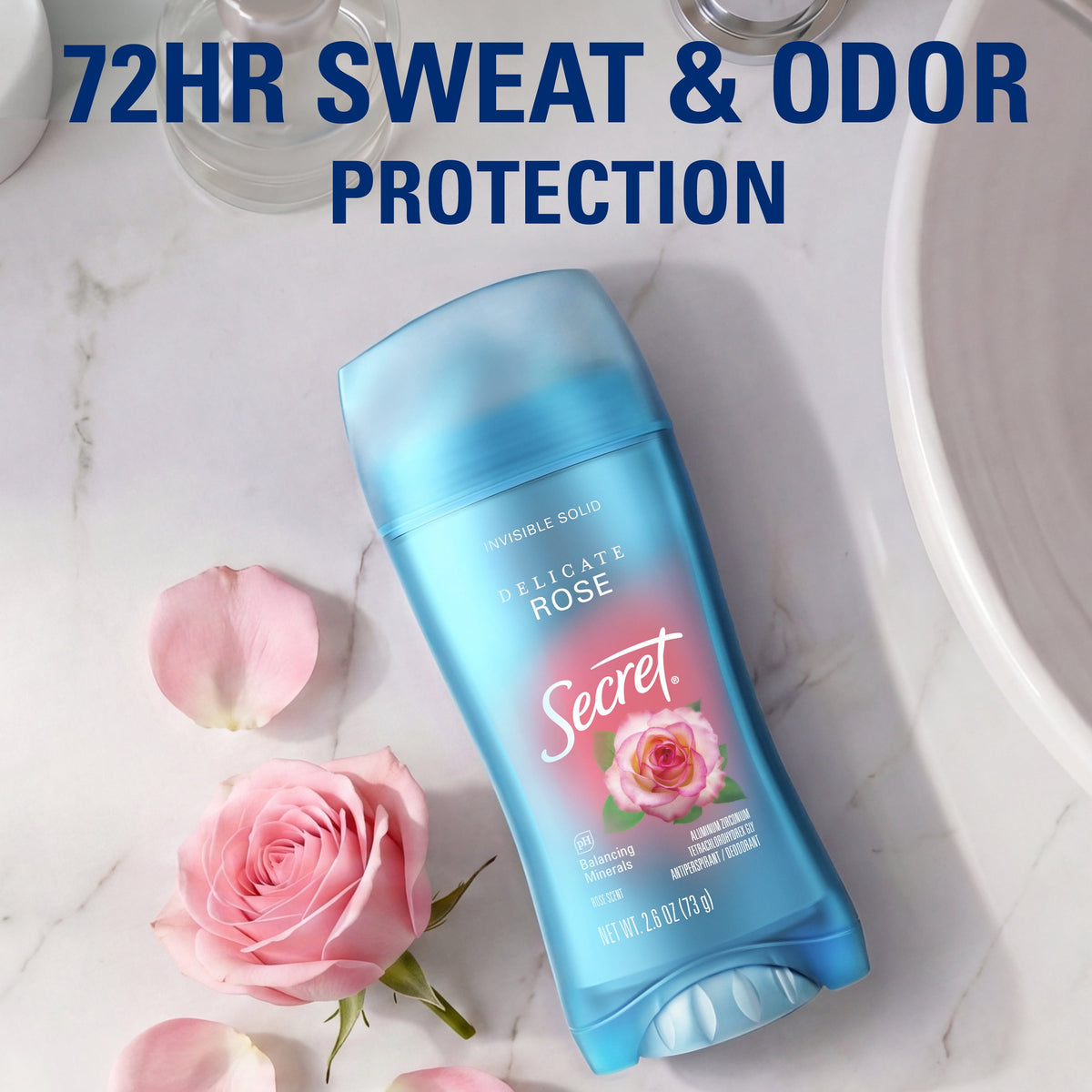 Secret Invisible Solid Antiperspirant Deodorant, Rose Scent, 2.6 oz