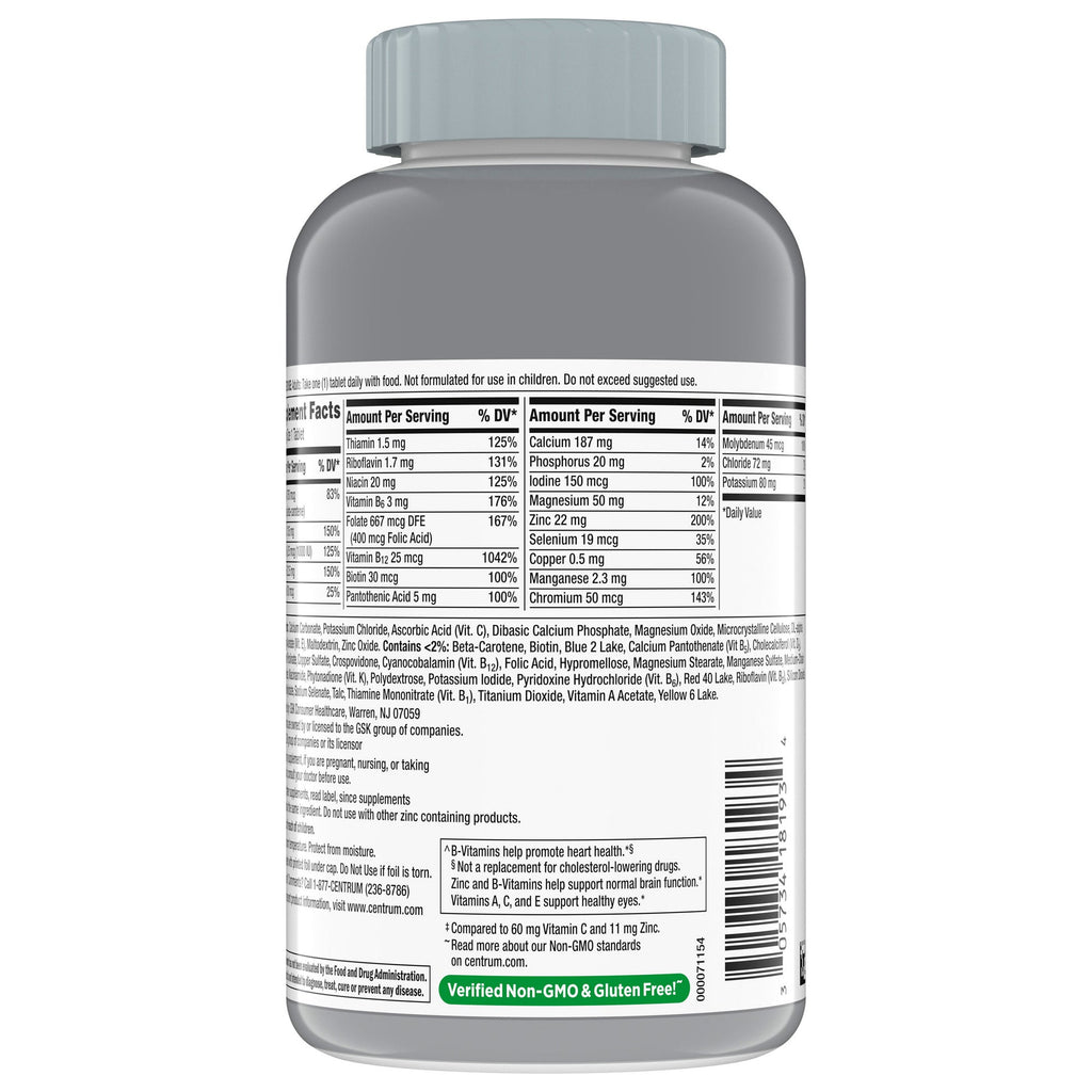 Centrum Silver Adults 50+ Multivitamin Tablets, 325 ea