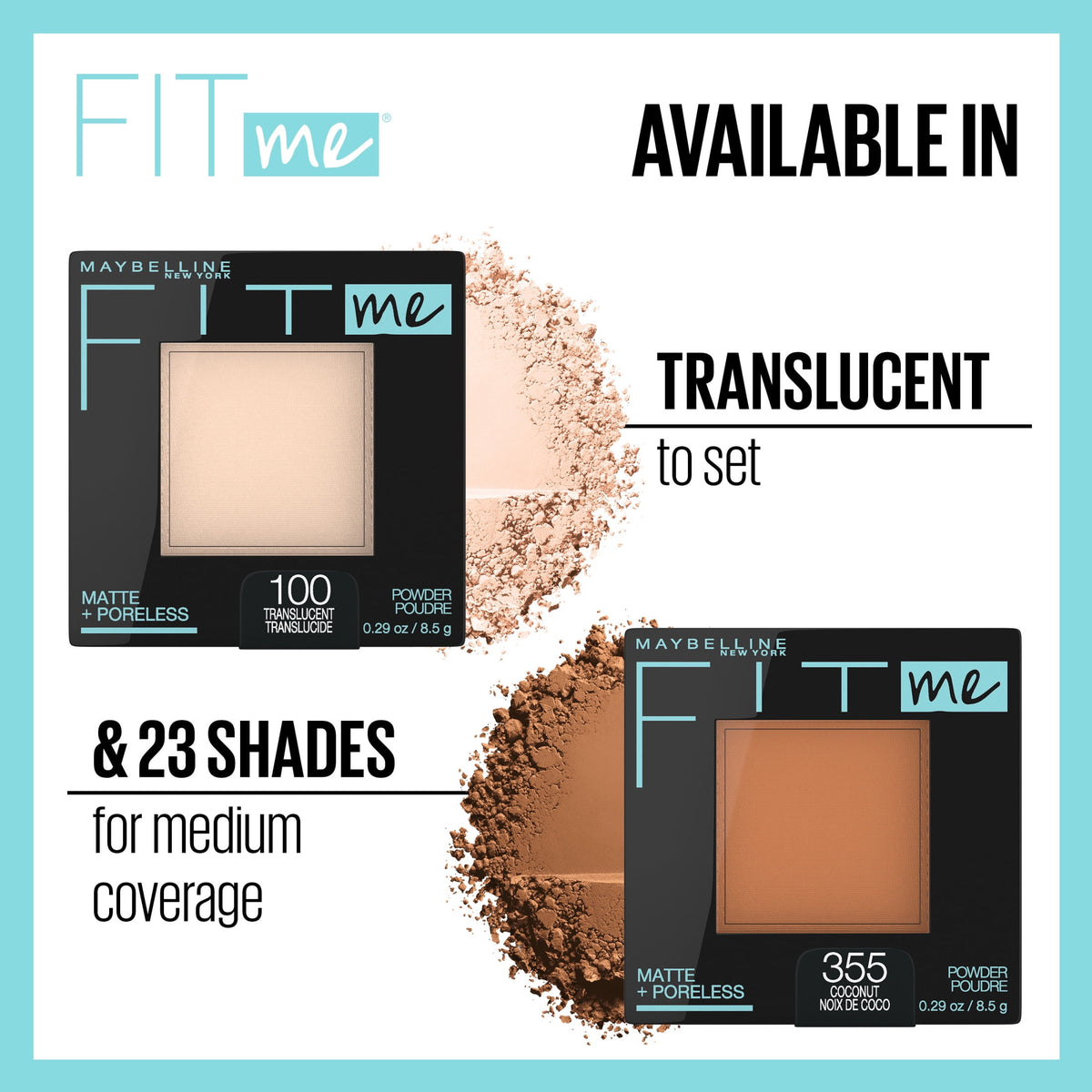 Maybelline Fit Me Matte Poreless Pressed Face Powder Makeup, Mocha, 0.29 oz