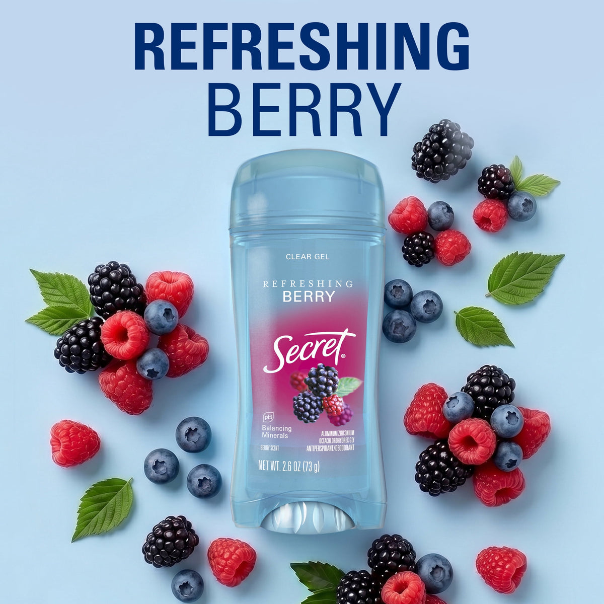Secret Antiperspirant and Deodorant for Women, Fresh Clear Gel, Berry Scent, 2.6 oz, Twin Pack